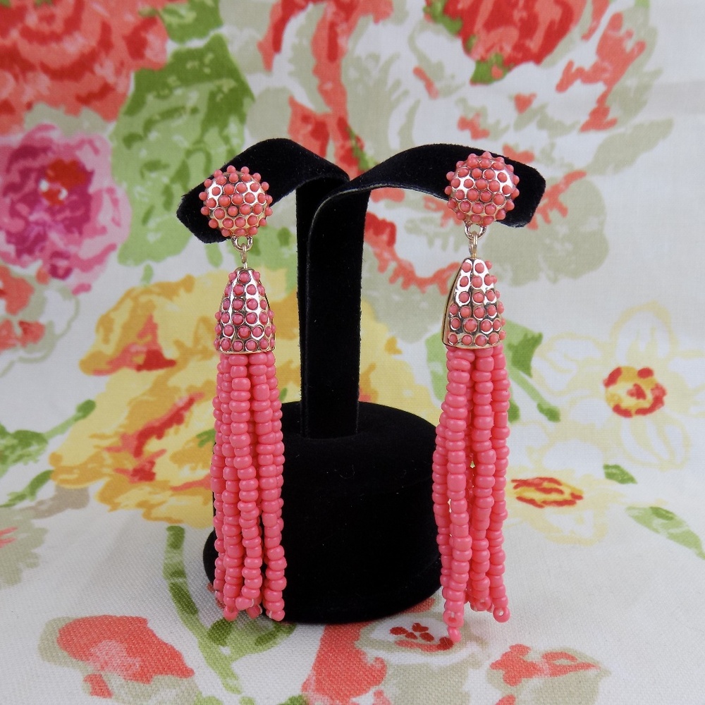 sugar fix pink gold tone tassel earrings